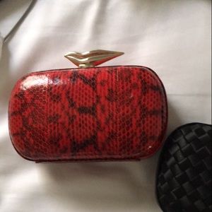 DVF FLIRTY LIPS red snake clutch!!!